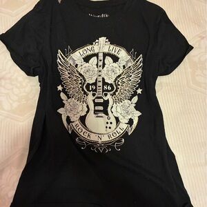 Wound Up Black Tee with Cream and Gold Graphic